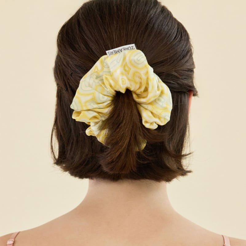 2DREAMERS Letter Maze Yellow Silk Scrunchie