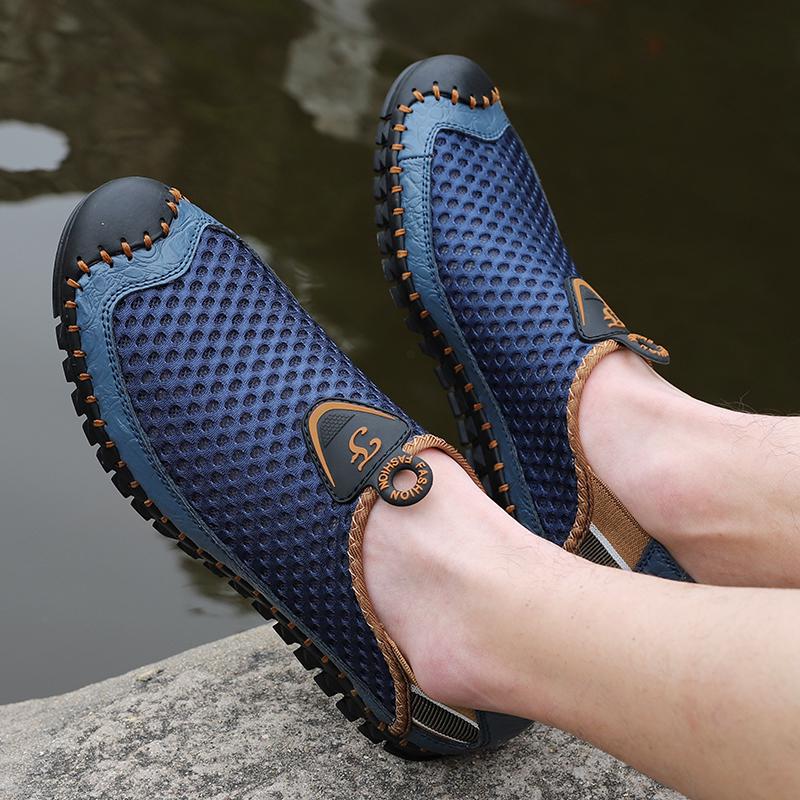 Large Size 38-48 Fashion Men's Summer Leather Breathable Casual Driving Shoes Loafers Flat Sandals Sports Sandals