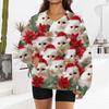 Women's Fashionable Christmas Print Long-sleeved V-neck Sweatshirt