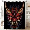 Stylish Dark Red Cartoon Devil Bath Shower Curtain Waterproof Polyester Decorative Home Decor Custom Size Available Black Flame