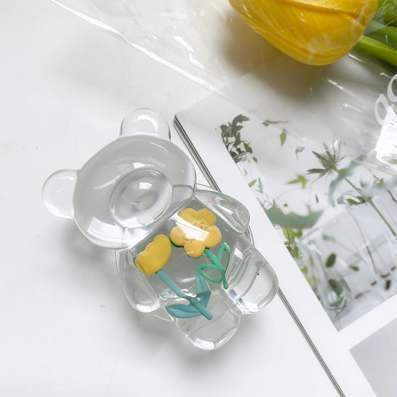 Creative Japanese Flower Transparent Bear Phone Airbag Bracket Korean Ins Desktop Stable Support Portable Telescopic