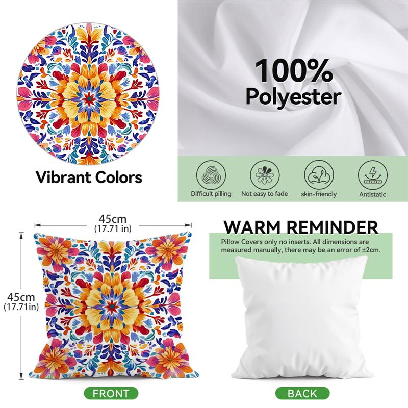 Mexican Ethnic Style Cushions Pillowcase Printed Polyester 45x45cm Throw Pillow Cover Decorative Sofa Cushion Pillowslip Decor
