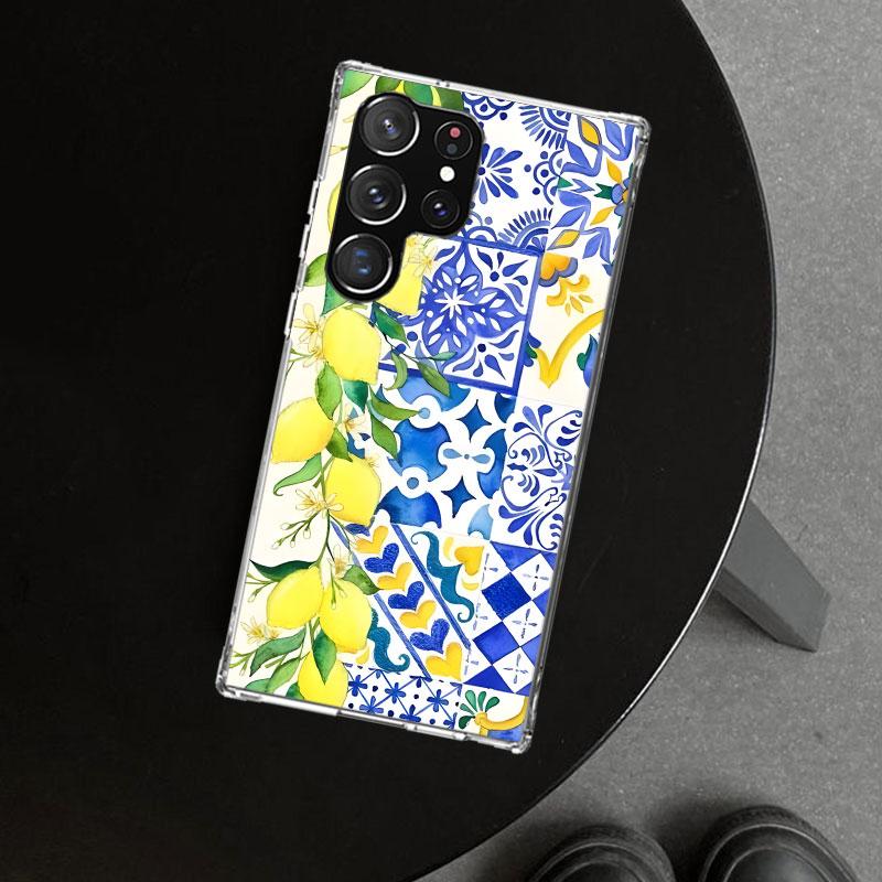 Mediterranean Lemon Phone Case Cover for Samsung Galaxy S26 S25 Edge S24 S23 Ultra S22 Plus S21 FE S20 + Art Customized Fundas G