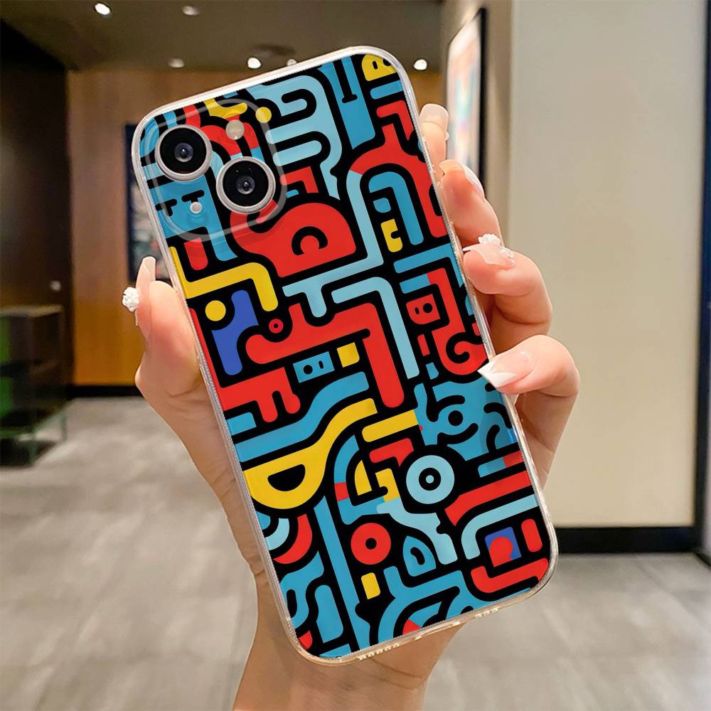 Colorful Lines Graffiti Phone Case For iPhone 17 16e 16 15 14 13 12 11mini Pro Max X XR XSMAX 8 7 Air Plus Soft Cover