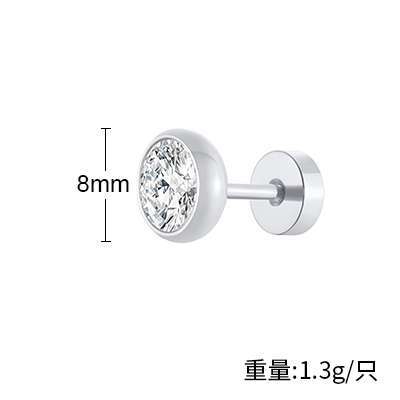 

Stainless steel white zircon stud earrings simple men, men s earrings, small earrings, fashion personalized jewelry ES-332
