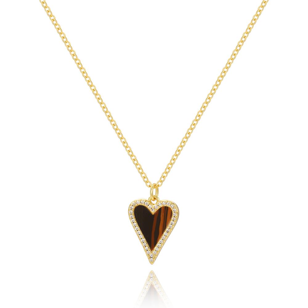 Vintage Love Heart Pendant Necklaces for Women 18K Gold Metal Chains Choker Trendy Jewelry