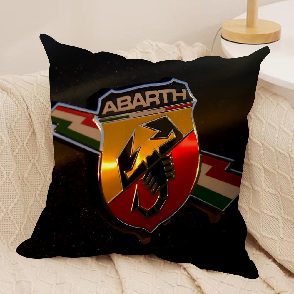 A-Abarth Racing Car Logo Cool Cushion Cover Silky Short Plush Invisible Zipper Dustproof Sofa Pillow Case For Home Decor