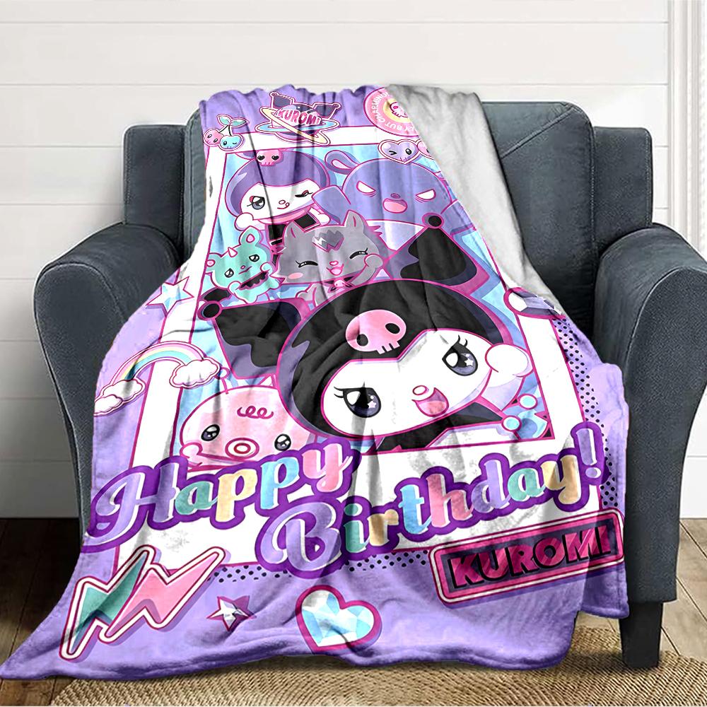 1pc Sanrio Kuromi4 Blanket, Gift, for Men and Women, Soft Blanket, Good for Sofa Bed Couch Travel, Lightweight Flannel Blanket