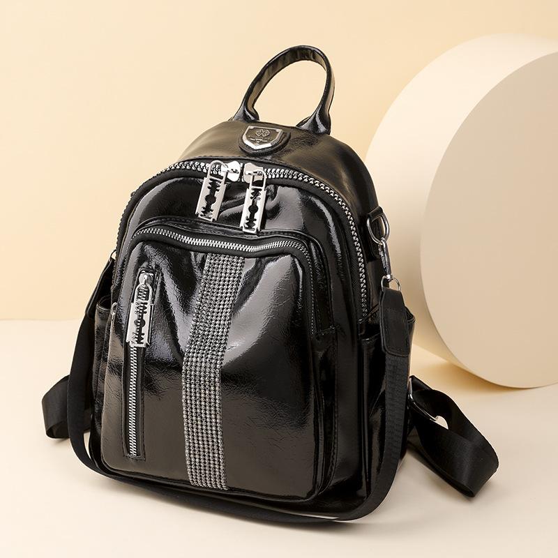 Рюкзак Женский Новый Предпочтительный Модный Рюкзак Корейское Издание Корейское Издание Легкая Роскошь с Алмазным Сияющим Кожаным Универсальный Маленький Рюкзак