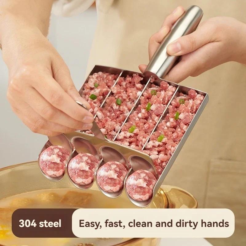 Meatball Maker Set Easy-release Non-stick Manual Meatball Spoon For Effortless Fish Balls-ideal Kitchen Tool Shrimp Sliding Mold