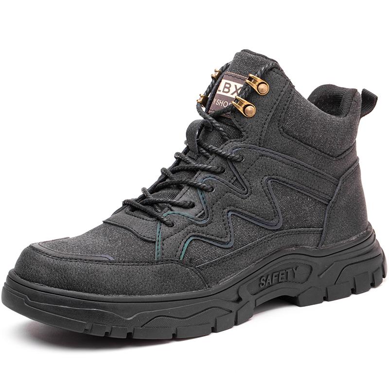 Cow Suede Work Safety Boots Men Steel Toe Shoes Puncture-Proof Indestructible Boots Safety Shoes Men Work Shoes Sneakers Male