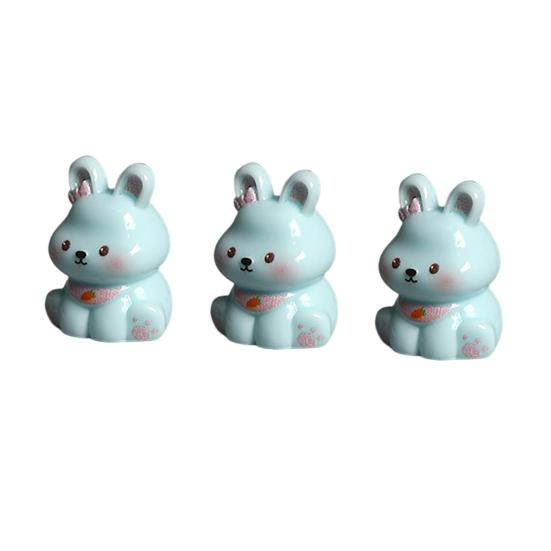 3 Pcs Miniature Resin Rabbit Easter Figurine, Cartoon Cute Tiny Bunny Animal Figures for Easter Egg Fillers, Fairy Garden, Dollhouse, Cake Topper