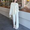 Temperament elegant knitted sweater set women's spring and autumn new loose lazy style casual top pants shawl three-piece set