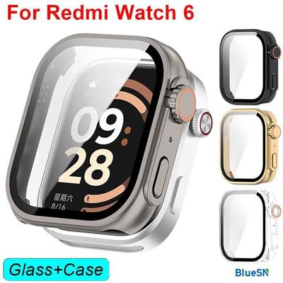 PC Case + Glass for Xiaomi Redmi Watch 6 Screen Protector Anti-scratch Film Bumper Protective Cover for Redmi Watch 6 Accessories