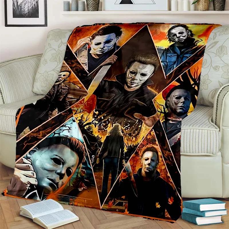 HD Horror Movie Game Halloween Gift Blanket Michael Myers Sofa Bed Decor Warm Flannel for Outdoor Picnic Car