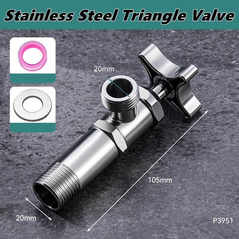 Stainless Steel Bathroom Quick Opening Triangle Valve Faucet Accessories Thickened Triangle Valve For Hot and Cold Water