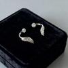 1pcs Silver Ear Bone Nail Earring for Women Stylish Wing Jewelry with Zircon