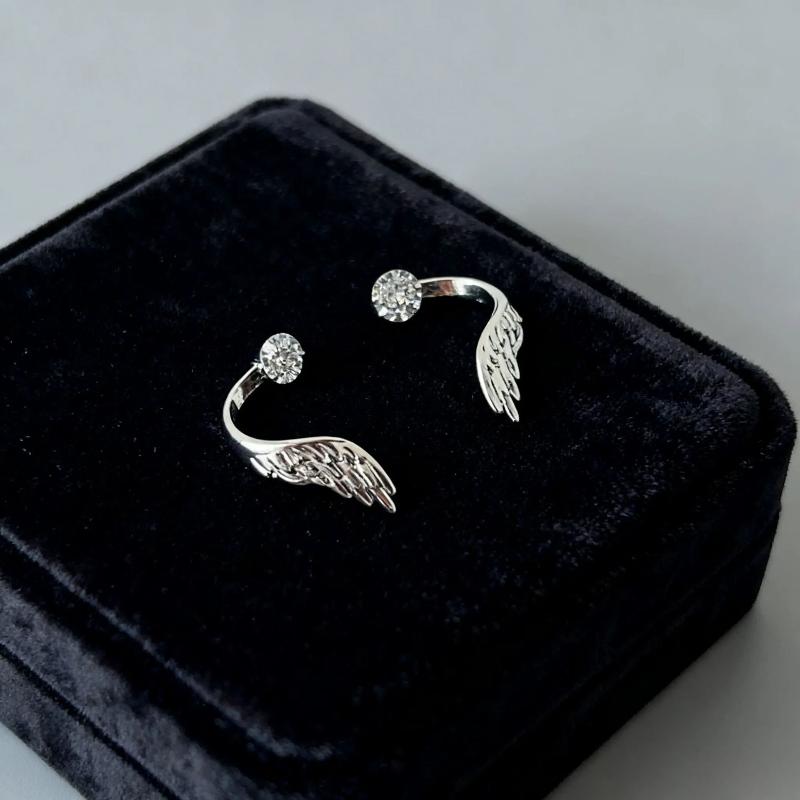 1pcs Silver Ear Bone Nail Earring for Women Stylish Wing Jewelry with Zircon