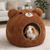 Cartoon Hamster Warm Nest Bear Shape Windproof Guinea Pig House Plush Semi-enclosed Hamster Cotton Nest Cage Accessories