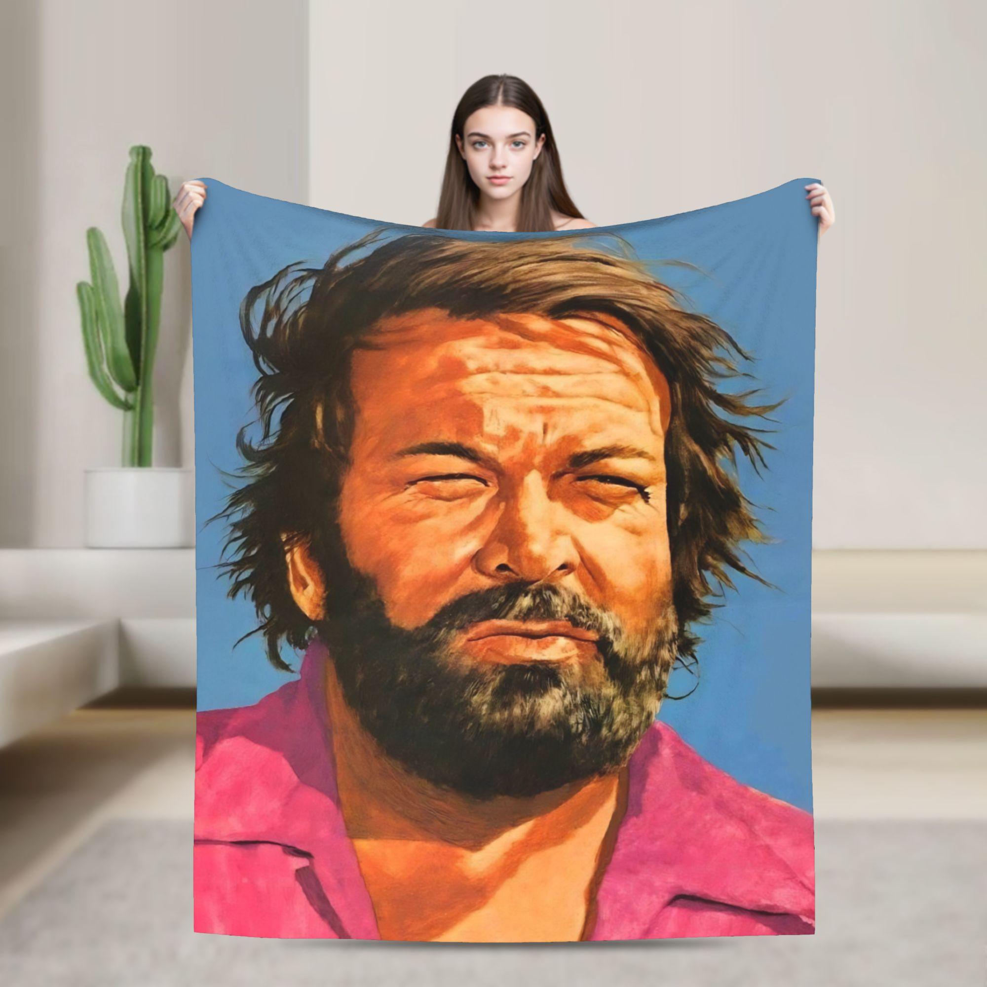 

Bud Spencer Photo Flannel Blanket Italian Actor Soft Warm Throw Blanket for Outdoor Travel Office Bedspread Sofa Bed Cover 75cmx90cm