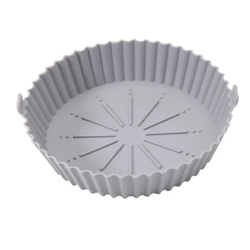 Air Fryer Silicone Pot Basket Tray 17/20/23cm Round Square Airfryer Reusable Silicone Air Fryer Liners Food Safe Non Stick
