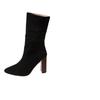 Fashion boots women's autumn and winter new thick heel pointed thin boots medium high heel boots