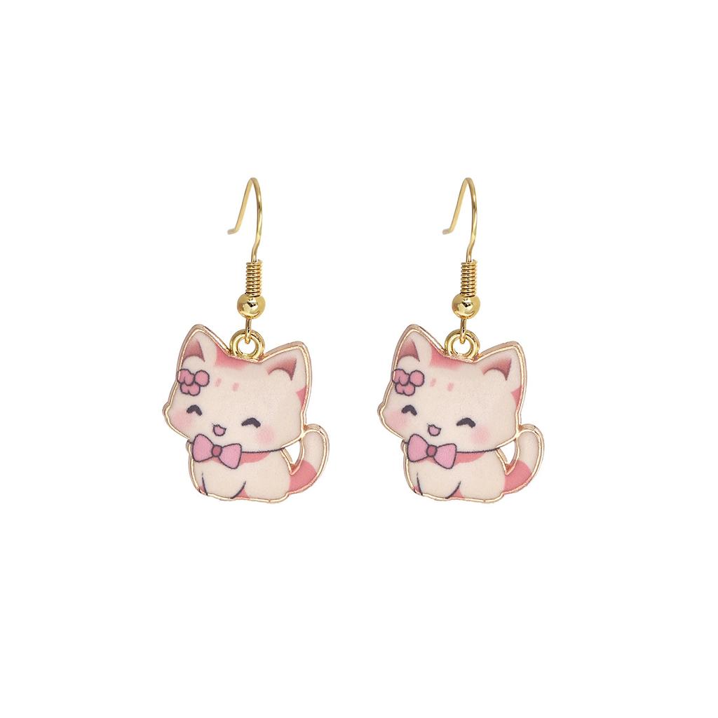 Fun Cartoon Cute Kitten Earrings, Creative Simple Earrings Animal Earrings