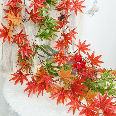 Simulation Autumn Rattan, Harvest Festival Autumn Color Pendant Simulation Maple Rattan Christmas Decoration Maple Rattan