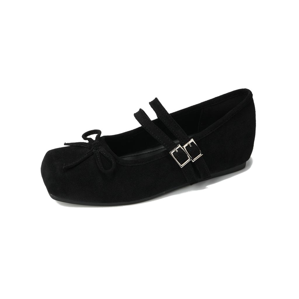 Flat Shoes Women's Spring and Summer Retro Bow Word with Mary Jane Shoes Shallow Mouth Inner Height Increase Pumps Women