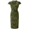 Elegant Floral Mesh Qipao Style Midi Dress