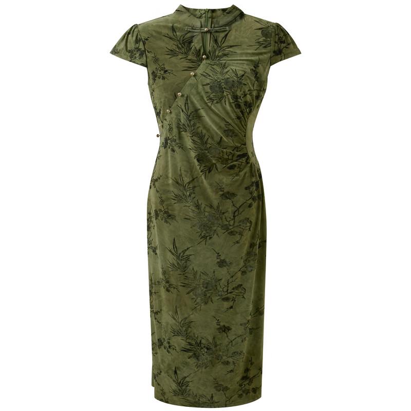 Elegant Floral Mesh Qipao Style Midi Dress