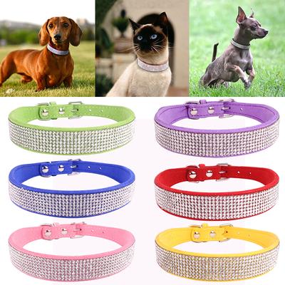Crystal Decoration Dog Cat Necklace Dog Collars Pet Supplies Small Pet Bling Bling Diamante Adjustable Safety  Jewelry Accessory