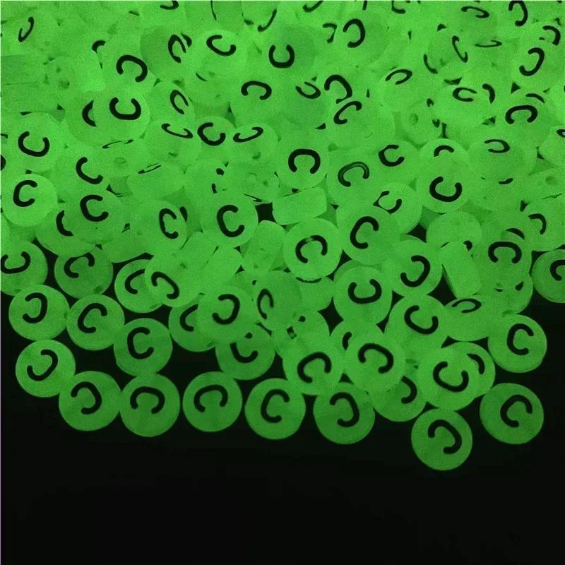 100-500PCS Acrylic Luminous A-Z 26Letter Beads Loose Spacer Alphabet Beads For Jewelry Making DIY Charms Bracelet Necklace