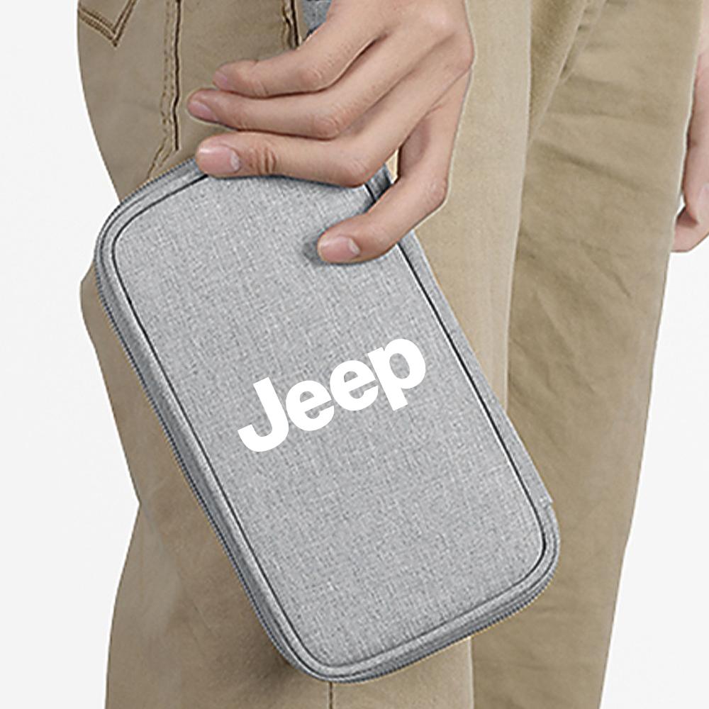 Car Wallet Key Storage Bag Keychain USB Cable Card Holder Accessories For JEEP Renegade Grand Cherokee Wrangler Liberty Compass ALY1