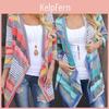 Elegante Cardigan Asimmetrico a Righe con Maniche a Tre Quarti per la Moda Autunnale
