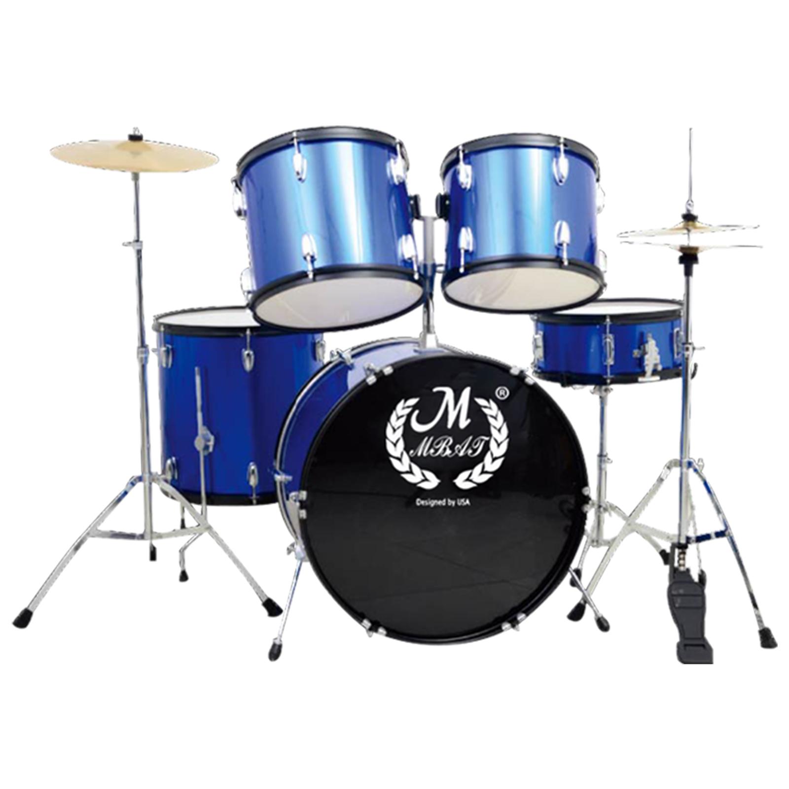 M MBAT Drum Set 5Drums 3 Cymbals Drum Kit Pro Percussion Instruments Suit For Band/Musician Practice Playing Complete Drums Set синий
