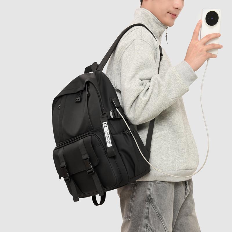 Newest Backpack with USB Men's Fashion Backpack Men's Business Computer Bag Large Capacity Travel Bag College Schoolbag