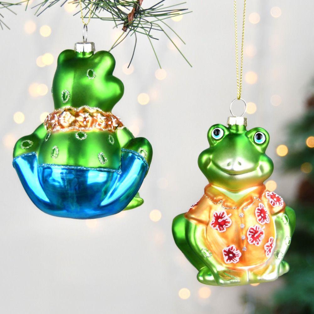 Glass Painted Christmas Decorations Green Christmas Tree Pendant for Mall Window Scene Layout