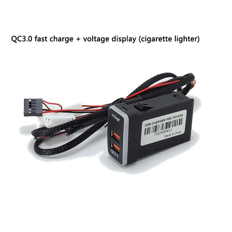 1PC Ambient Light Charger Car Interface Socket Double Connector Double QC3.0  Voltage Display For Toyota Old LC120