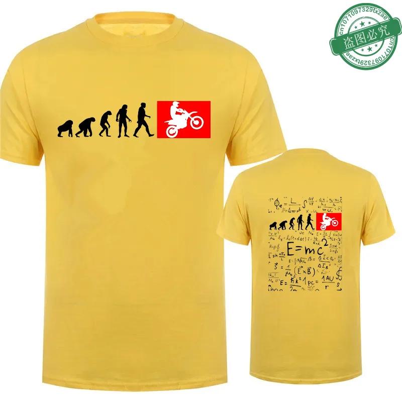Vintage T-shirt for Men Human Evolution Motocross Design Tees Autocycle Motorbike Speedometer Double-sided Print Game Black Tops