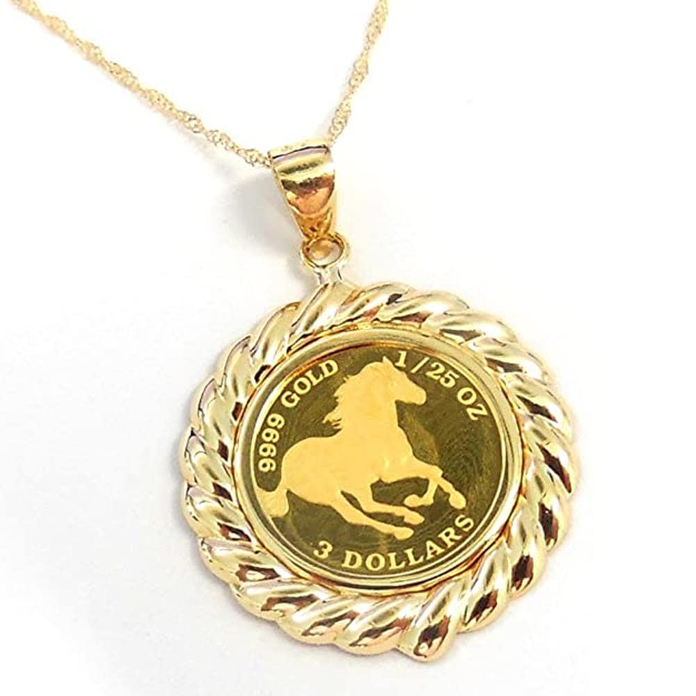 

and Me Jewelry Намисто з підвіскою з коня Тувалу із чистого золота з дизайнерським золотом K18 [You Box] Рамка 1/25 унції/Ціль [Подарункова упаковка]…