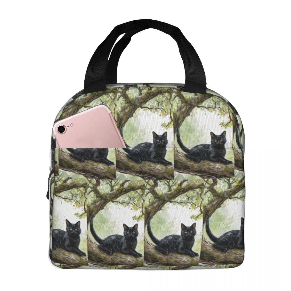 Cat Sleeps On A Tree Branch Insulated Lunch Bag for Women Office Cooler Thermal Food Box Tote Portable Lunch Boxes Container One Size