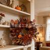 Harvest Wreath With Artificial Maple Leaves Thanksgiving Fall Decor Outdoor Hanging Ornament 60cm