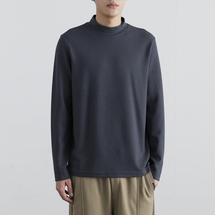 Double-Sided Austrian Velvet, Soft And Skin-Friendly Semi-Turtleneck T-Shirt Men'S Solid Color Medium-Neck Long-Sleeved T-Shirt Bottoming Shirt