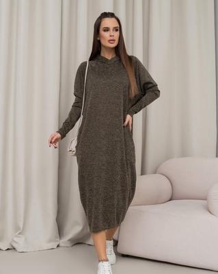 Khaki Cocoon Dress with Hood ISSA PLUS
