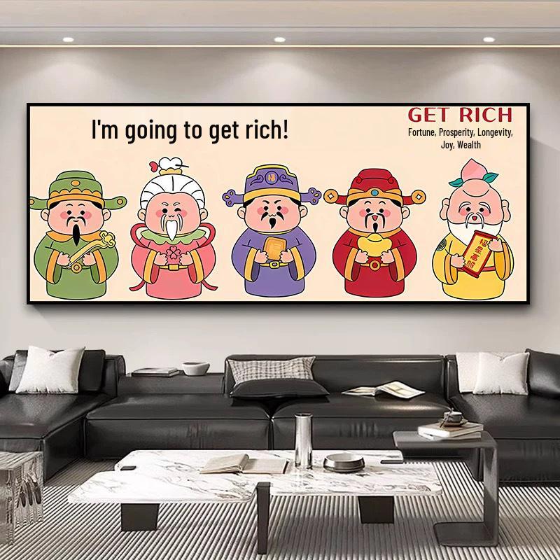 

Prosperity & Wealth Chinese Calligraphy Decorative Self-Adhesive Waterproof Wall Art for Living Room or Office