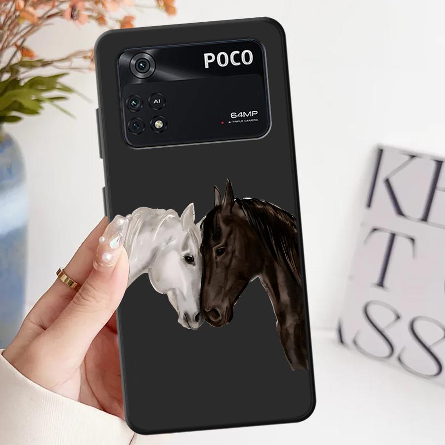 

White Black Horse Funda Phone Cover Case for Xiaomi Poco F8 X3 X4 X5 X7 Pro C75 C61 C71 F1 F3 M3 M4 M7 Pro M5 C50 Poco M3 Pro