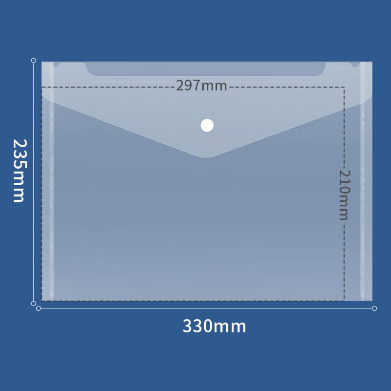 Pack of 20 A4 Button Closure Transparent File Folders for Students, Thickened Waterproof Subject Exam Paper Storage Pouches, Office Document Folders