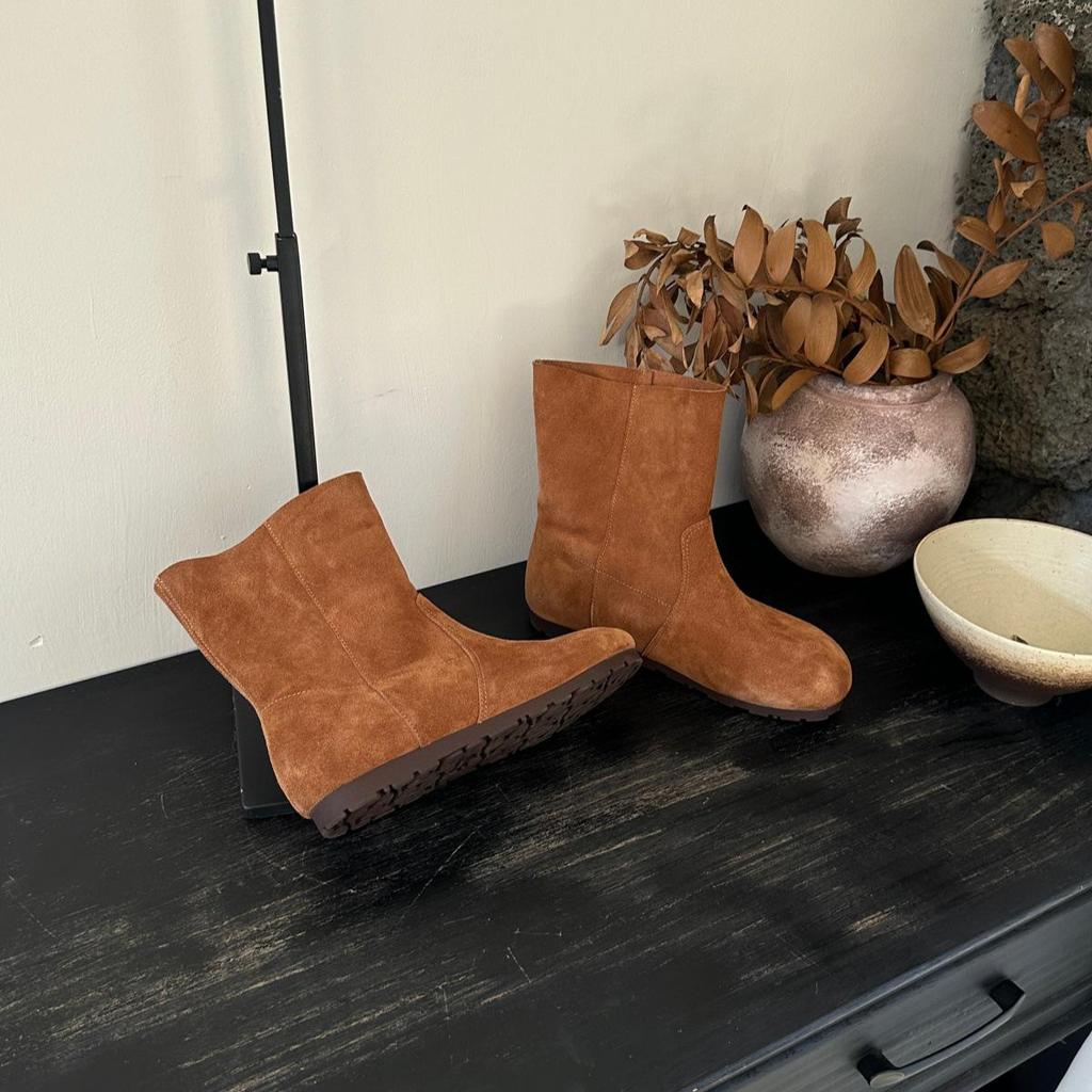 Women's Vintage Genuine Leather Ankle Boots - Soft Sole, Slim Fit, Two-Wear Martin Style, Autumn 2025 Collection