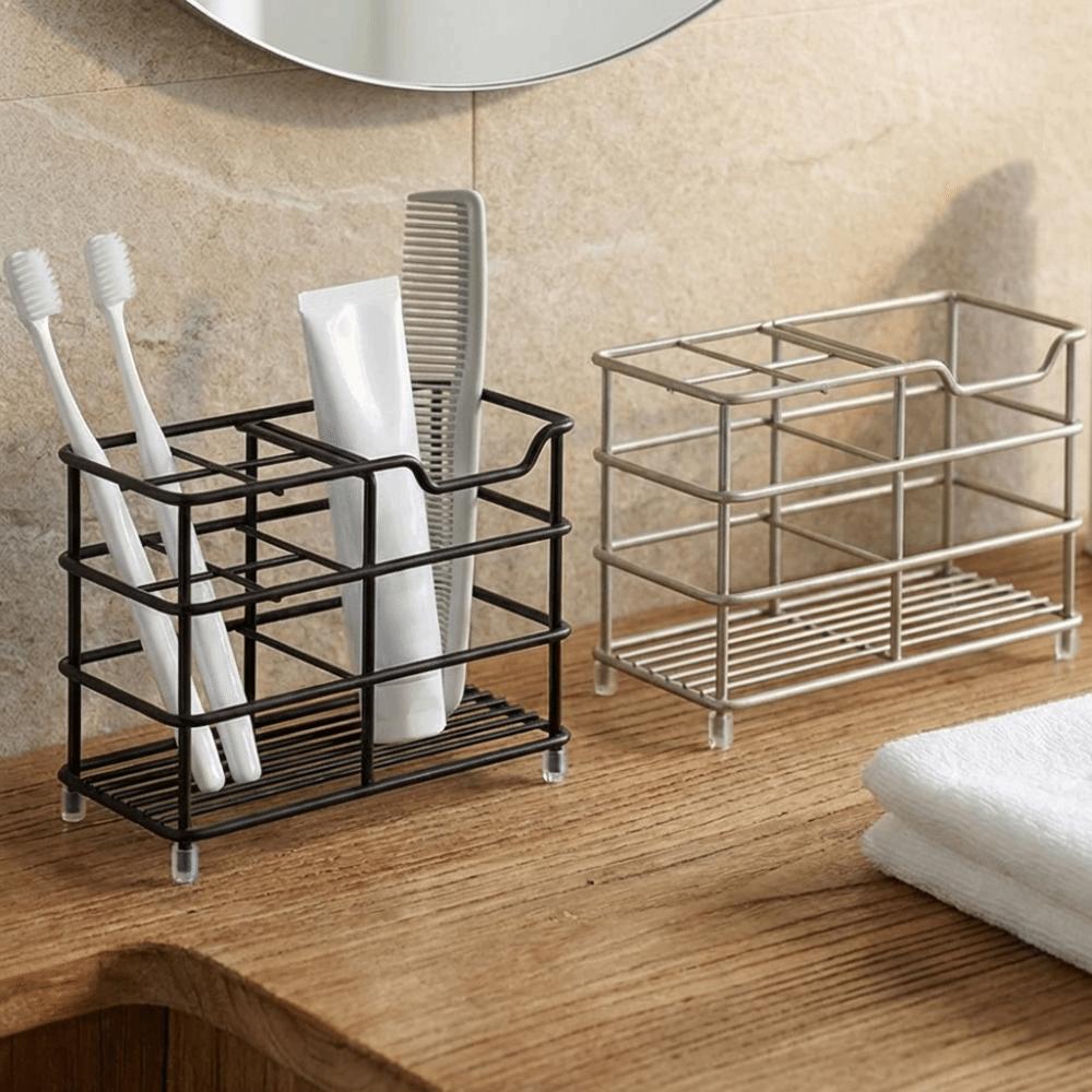 Stable Metal Toothbrush Holder Rustproof Countertop Storage Rack  Hotel Use